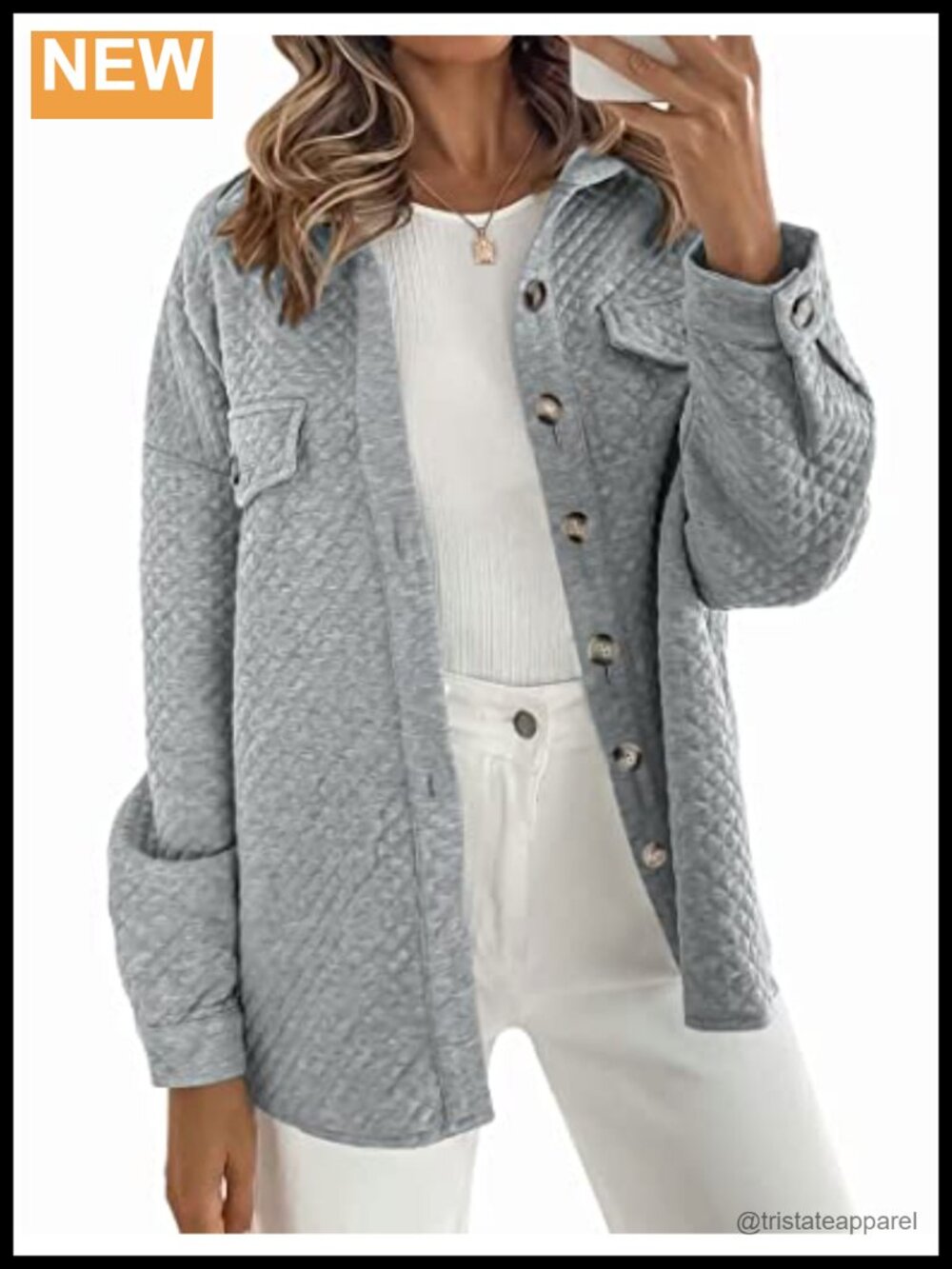 Womens Casual Long Sleeve Button Down Shacket Jacket Coat with Pockets